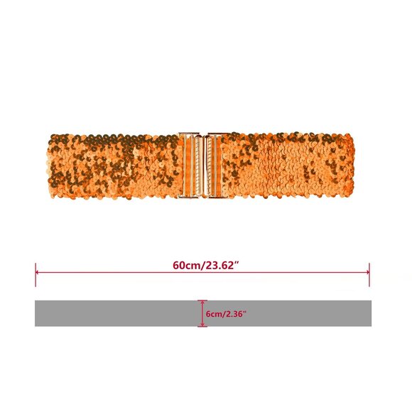 6951 Ladies Shinny Wide Waist Belts Interlock Buckles Sequins Decor main image 5